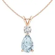 Aquamarine Teardrop Pendant with Diamond