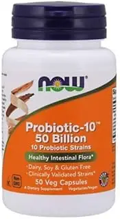 NOW Foods Probiotic-10, 50 Billion, 50 Vcaps, Pack Of 3