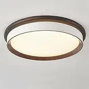 Round Ceiling Light Ultra-Thin Energy Saving Led Flush Mount Ceiling Lamp Fixtures Trichromatic Dimming French Retro Bedroom Walnut Color Lamp Corridor Decorative Lighting