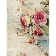 Aged Botanical Floral #1 | A4 Mulberry Rice Paper | Paper for Decoupage
