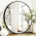 Round Mirror 50Cm, round Wall Mirror, Black Circle Mirror Metal Frame, Circle Mi