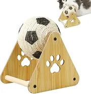 Scratch Ball, Interactive Cat Toy with Wooden Base, Spherical Nail File Scratcher, Enrichment Exercise, Pet Supplies, for Indoor Small to Medium Breeds, Size: 5.91 x 7.09 x 7.87 inches