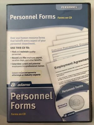 Adams Personnel Forms and Employment Agreements on CD SEALED/BRAND NEW