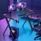 120cm RGB Gaming Desk with LED Lights, Black PC Computer Desk X Shaped Ergonomic