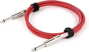 ROBAUN 1/4 Inch Guitar Cable, 6.35MM Stereo to Stereo Audio Patch Cable 6.5MM TS to TS Male to Male Instrument Cable(Red-P1077,0.29m)