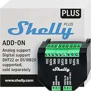 Shelly Plus Add-On, Smart Home Interface Plus Relay, Digital Control via WLAN & App, WiFi Home Automation, 3.3 V, Applicable to DS18B20 & DHT22 Sensors