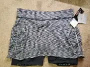 Athleta Womens Black Spacedye 268536 Contender 2-in-1 Skort Skirt Size Large