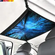 Blue Starry Night Sky Fantasy Trees Car Ceiling Cargo Net Large Storage Pocket 3