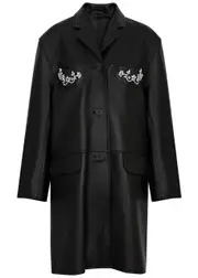 Simone Rocha Crystal and Faux Pearl-embellished Leather Coat - Black - M M