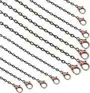 uxcell 20 Pack 22 Inch Necklace Chains Bulk 2mm Red Copper Plated Cable Chains with Lobster Clasps for Jewelry Making