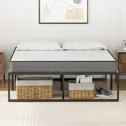 Advwin Bed Frame Double Metal Bed Base 41cm Height Mattress Base Support Black