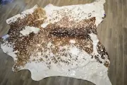 New Cowhide Skin Rug Leather Hide Brown Silver Metallic Devore Prata Fundo 6x5
