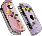 eXtremeRate Cosmic Pink Gold Marble Effect Joycon Handheld Controller Housing with Buttons, DIY Replacement Case for Nintendo Switch Joy-Con & Switch OLED Joycon – Joycon and Console NOT Included