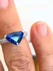 Solitaire Style With Trillion Shape Blue & White Lab Created Stone Women's Ring