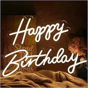 Hanging Art Neon Signs Happy Birthday Neon Sign for Wall Decor USB Powered Led Sign Reusable Light Up Sign for Birthday Party Decoration (Size : Cold White)