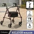 Orthonica Folding Steel Rollator 4-Wheel Walker Adjustable Handles Storage Box