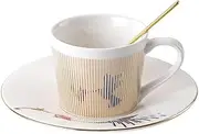 [SENIURIS] Anamorphic Tea Cups and Saucers Set, Perfect Porcelain Tea Cups for Espresso Coffee Cappuccino Milks or Tea Time.（Gold Hummingbird）