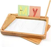 AtMini Sand Tray for Classroom Montessori Sand Tray with Lid Wooden Sand Trays for Kids Writing Letters and Numbers (White)