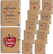 Pasimy 72 Pcs Teacher Appreciation Gift Set Bulk 36 Inspirational Spiral Journal Notebooks Kraft Notepad 36 Motivational Retractable Pen for Teachers Day Thank You Gift Birthday (Classic Style)