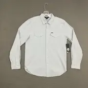Volcom Shirt Mens Medium Light Blue Pearl Snap Western Rodeo Skater Casual Dad