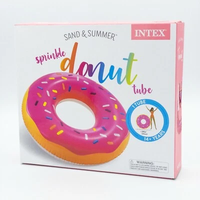 Intex Inflatable Donut - Rainbow Sprinkle Donut Pool Tube 39” Round 14+