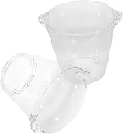 2pcs Handheld Acrylic Ice Cube Bucket Wine Storage Basket for Home Bar Restaurant Party Stylish Beverage Container with Stable Handle for Indoor Outdoor Use