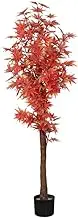 Lambu 180cm Artificial Plants Tree, Artificial Tree Fake Tree Tall Faux Trees Indoor Fake Plants, Lifelike Fake Potted Tree for Home Office Warehouse Decor Indoor Outdoor(Red)