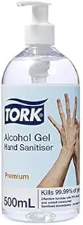 Tork Alcohol Gel Sanitiser Bottle with Pump, 500 milliliters, Pack of 12