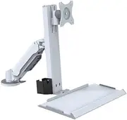 Adjustable Arm Desk Mount White Single Arm with Engineered Keyboard Mouse Tray Swivel Adjustable Monitor Stand Monitor Arm Desk Mount