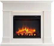 [Modaliving] Aura 2000W Electric Fireplace Heater Mantel Suite White Finish Remote Control Timer Adjustable Flame
