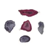 Natural Geode Druzy Silver Plated DIY Jewelry Making Connector Lot of 5 Pcs