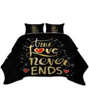 The Love Never Ends Romantic Quote Coverlet
