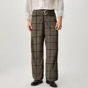 INCERUN Mens Twist Design Casual Long Pant Fashion Retro Striped Loose Fit Straight Trousers for Men
