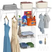 3 Pack Laundry Room Shelves Wall Mounted with Wire Storage Baskets, Over Wash...