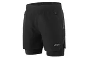 Men 2 in 1 Running Shorts Quick Drying Breathable Active Training Exercise Jogging Marathon Cycling Shorts