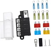 Mqetly Blade Fuse Block Terminal Mount Kit 4 Circuit Multifunctional Sturdy with Cover Car Fuse Box
