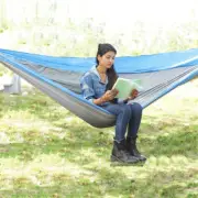 Outdoor Hammock Nylon Parachute Cloth Travel Camping Swing 2.7m x 1.4m (Sky Blue