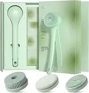 SWIMTO Body Scrubber Bath Brush, Electric Body Brush for Shower Back Scrubber,Equipped with IPX7 Waterproof Function,Inductive Charging,Dual Handle and a Rotating Skin Brush with 3 Brush Heads