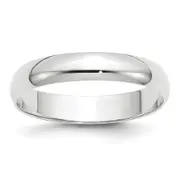 Solid 10K White Gold 4mm Light Weight Half Round Men's/Women's Wedding Band Ring Size 10
