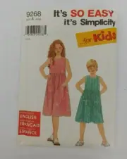 Simplicity Easy Sewing Pattern 9268 Dress Kids Size A (3-12) UNCUT