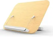 Labymos Desktop Book Stand for Reading with Wooden Panel & Rolling Ball Page Clips Foldable and Angle Adjustable for Cooking Book Holder Textbook Recipe Magazine Document Storybook Cookbook