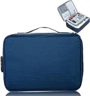 [CALLYSONIC] Document Bag with Lock, Document Folder with 7 Compartments, Waterproof Expanding Folder, Small Travel Bag, Men Women, Travel Bags, Portable Briefcase for Home, Office, Locker (a)