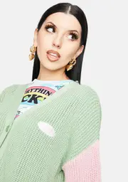 [Minga] Dreamy Contrast Knitted Cardigan