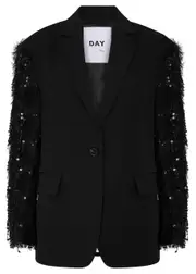 Day Birger ET Mikkelsen Allen Embellished Fringed Twill Blazer - Black - 38 (UK12 / M) 38 (UK12 / M)