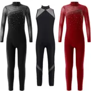 Girls Full Length One Piece Unitard Gymnastics Skating Bodysuit Dance Dancewear