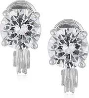 [Anne Klein] Silver-Tone Cubic Zirconia Stud Clip-On Earrings