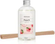 Peach Reed Diffuser with 10 Fiber Sticks, 250Ml (8.45 Oz) Diffusers for Home Ess