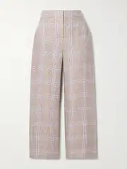 [Veronica Beard] Veronica Beard - Brixton Cropped Checked Linen Wide-leg Pants - Brown - US6 US 6 Brown