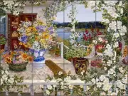 Floral Tile Backsplash Powell Landscape Art Ceramic Mural POV-JP002