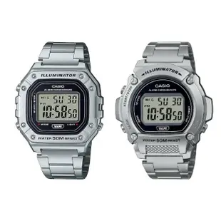 【CASIO 卡西歐】運動風格鋼帶電子錶(W-218HD/W-219HD)